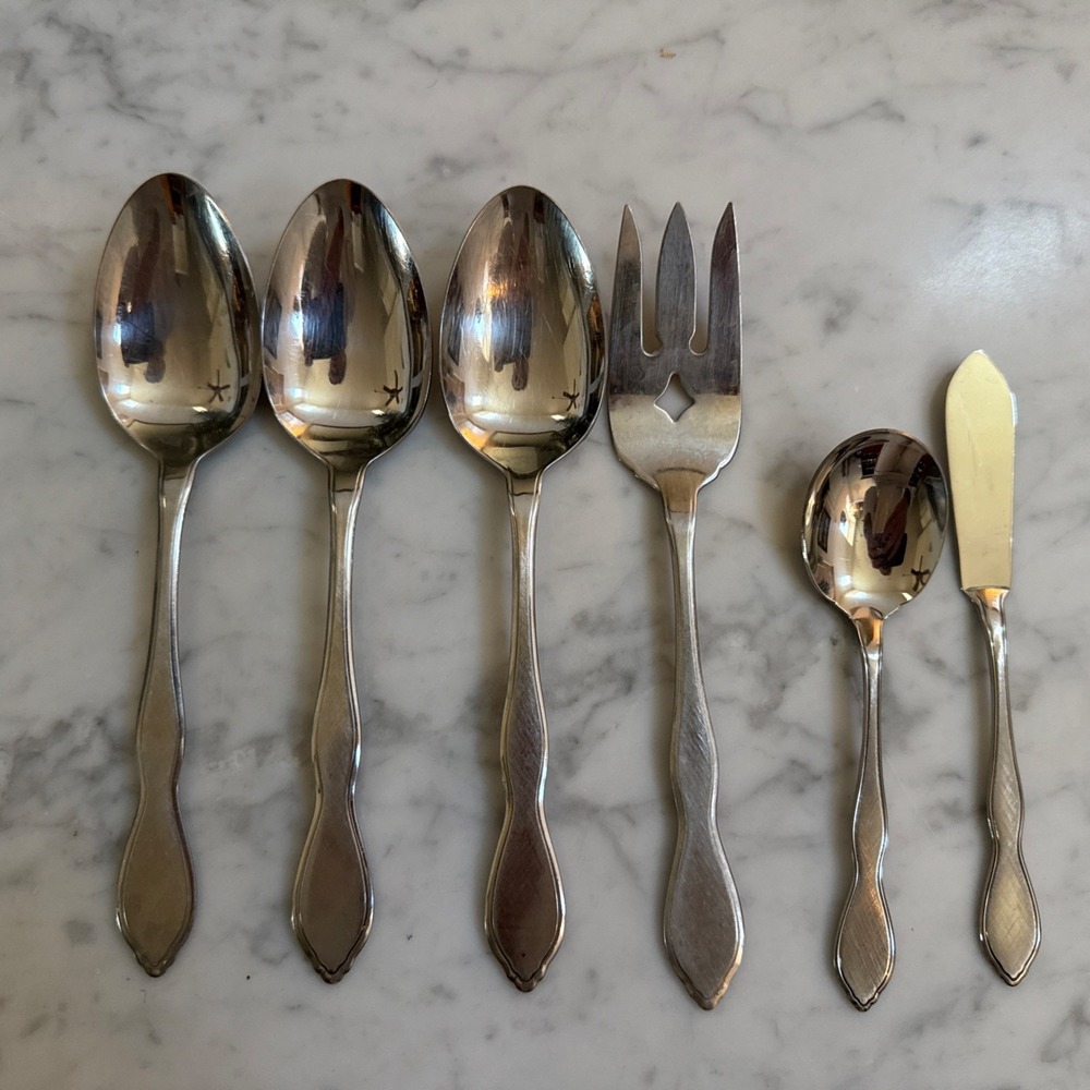 Oneida TWILIGHT Stainless Serving Set Satin Style 1881 Rogers Flatware Lot Of 6